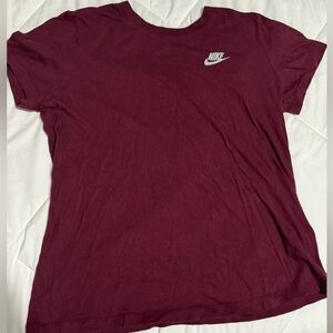 Nike Cotton T-Shirt - Burgundy, Size M